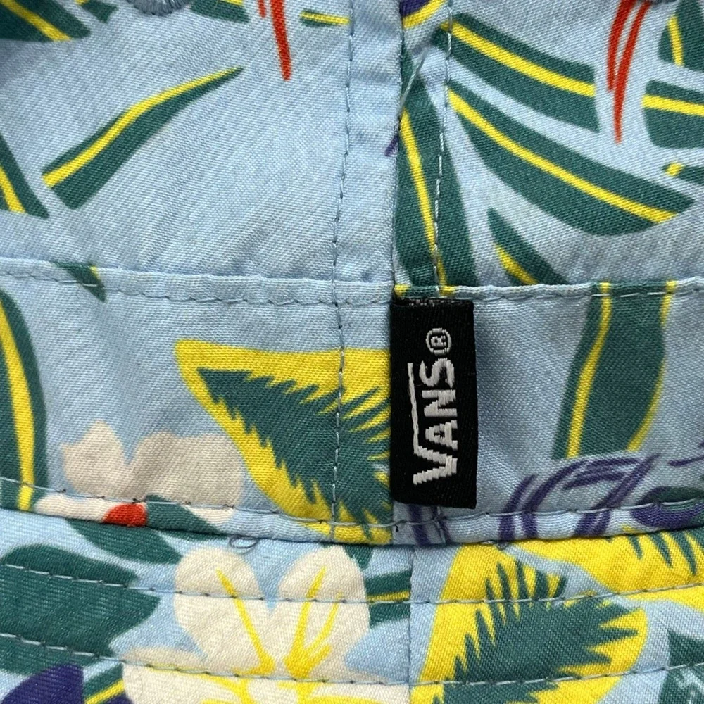 Vans Bucket Hat Blue Tropical Floral Print Summer Sun Hat L/XL